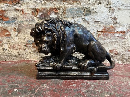 Lion & boar on metal base